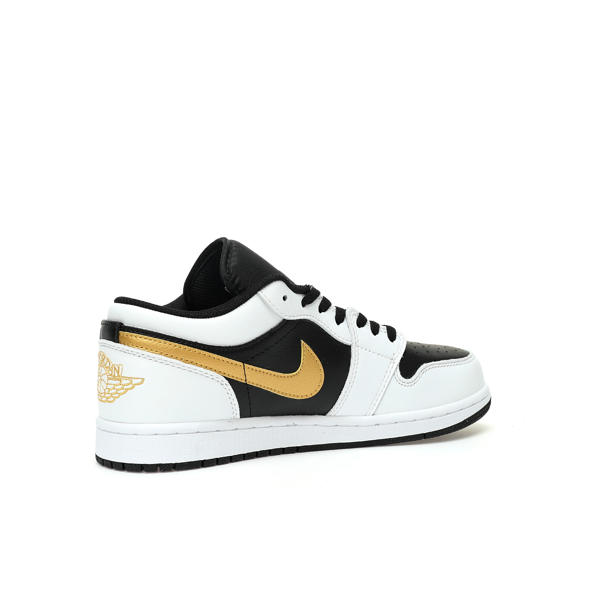 Jordan 1 Low White Black Metallic Gold Swoosh