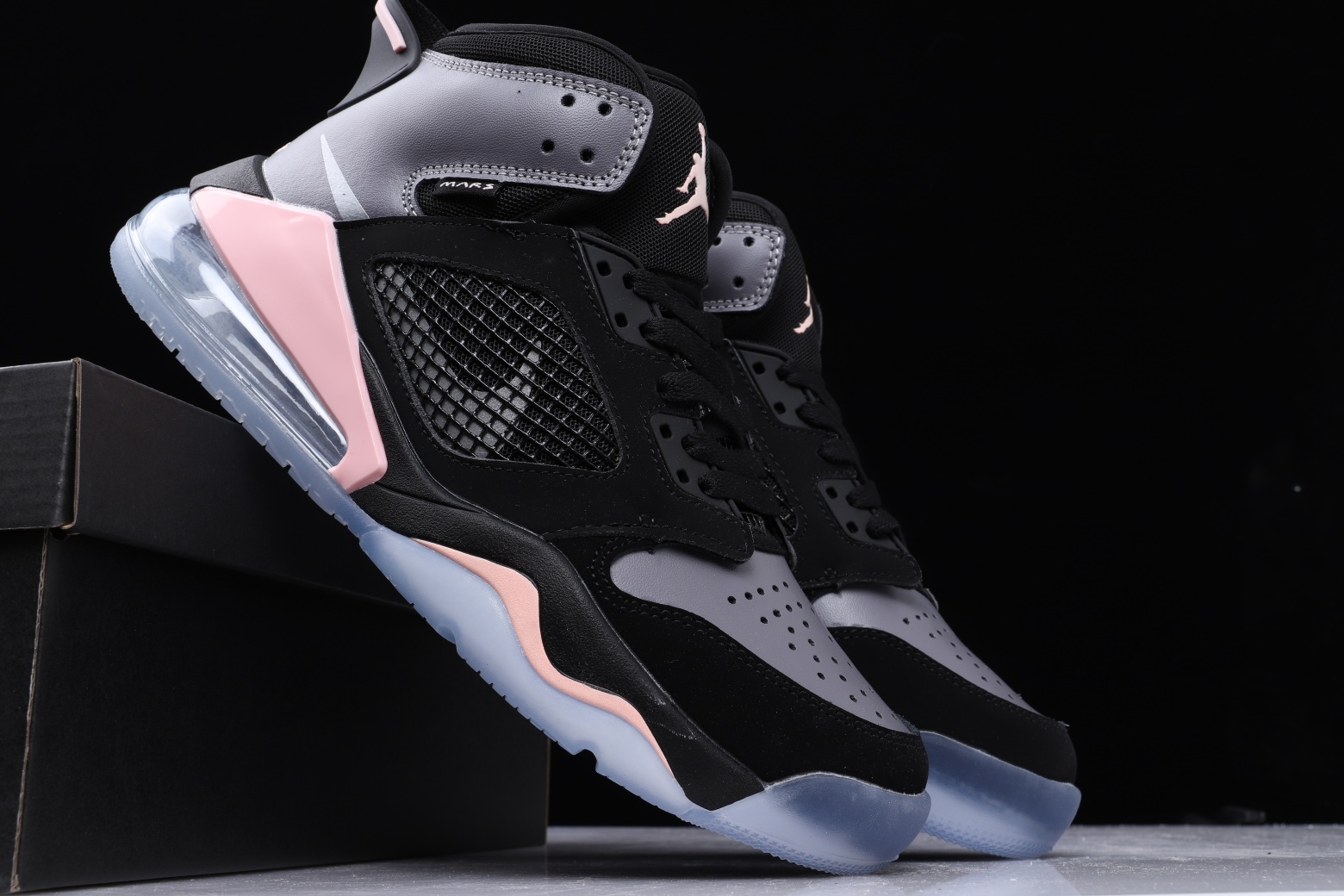 Jordan Mars 270 Black Gunsmoke Crimson Tint