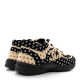 CHANEL Nylon Suede Calfskin Printed CC Sneakers 40 Black Beige