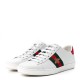 GUCCI Calfskin Ayers Bee Embroidered Womens Ace Sneakers 38 White Green